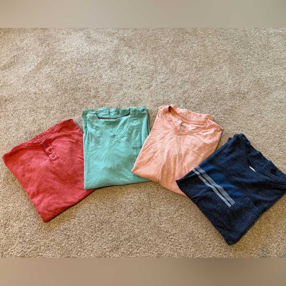 Men’s tshirt bundle-  Casual T-Shirts in Red, Green, Orange, and Blue